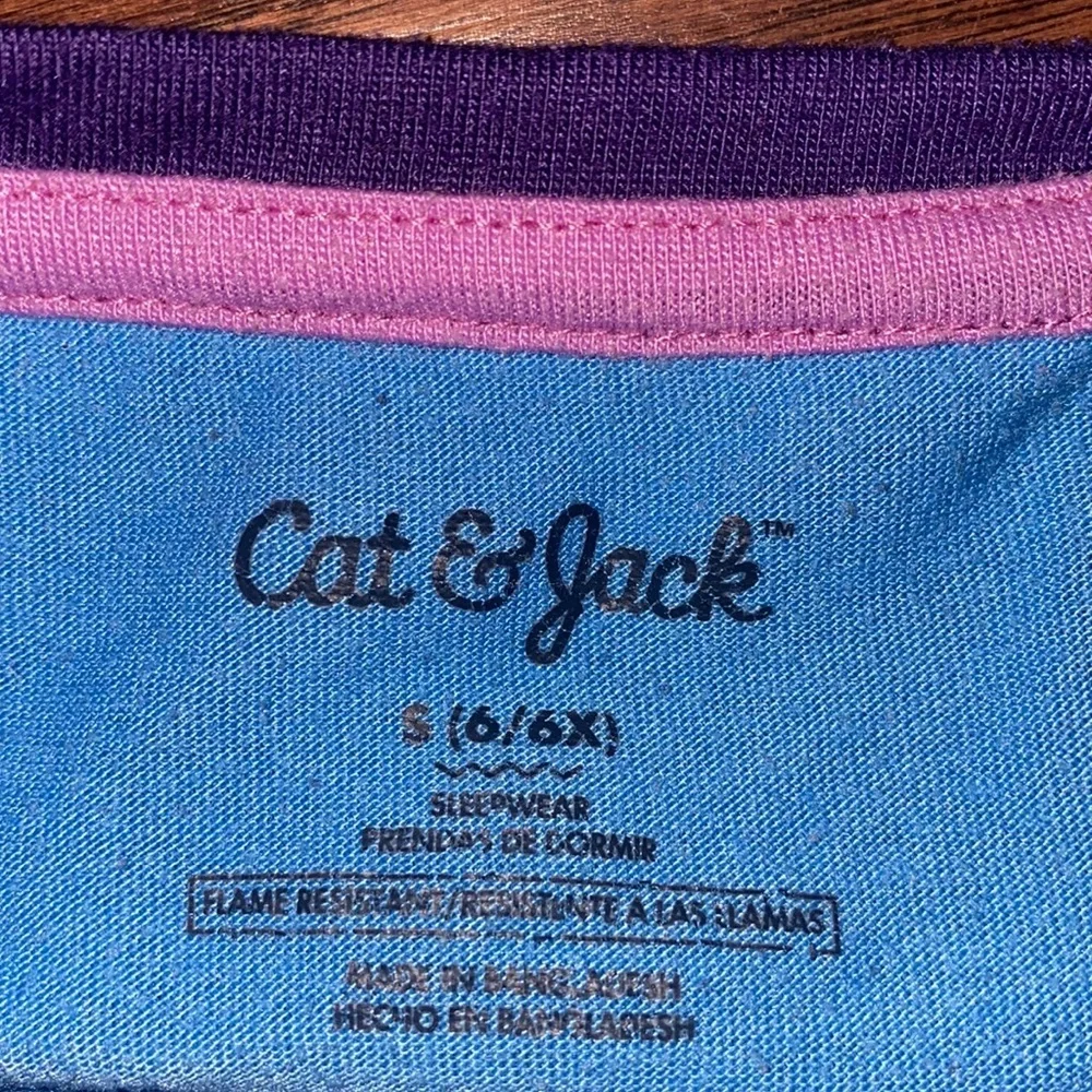 Cat & Jack pajama set shirt shorts & long pants blue purple & white floral Small